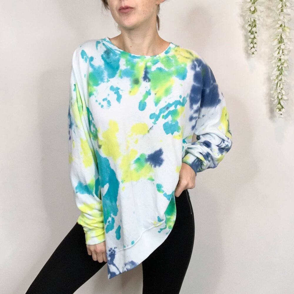 JOIE tie-dye athleisure sweatshirt loungewear asymmetrical upcycled custom 2669